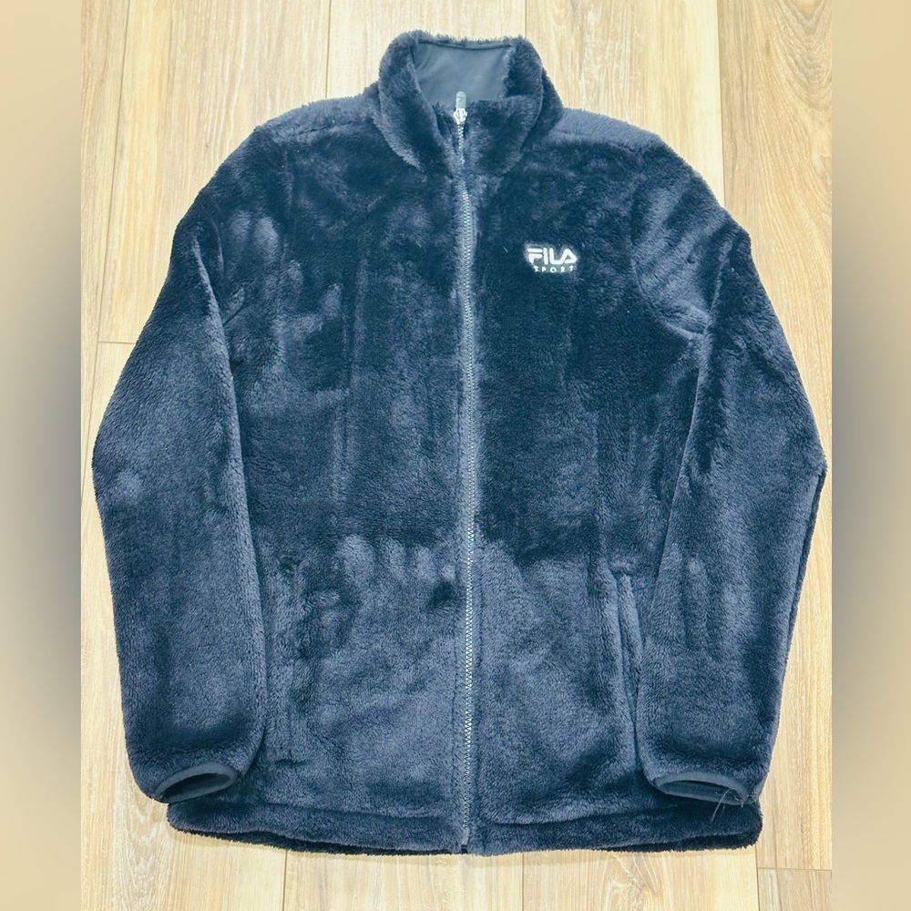 🌸 NWOT Fila Sport Black Sherpa Fleece Jacket - Women’s XS